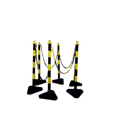 Set of chain posts#6 posts, yellow/black#10 m plastic chain#10 connectives