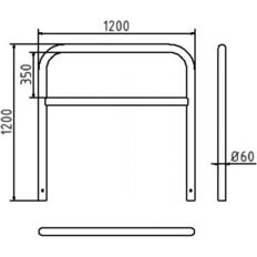 Protective bar made of steel tubing#Ø 60 x 2.5 mm#with crossbar