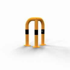Anti-nudge hoop 90°#equal-sided#steel tube Ø 76 mm#yellow / black