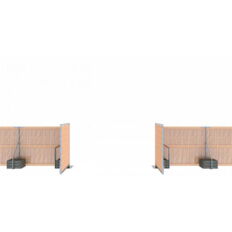 Robust wooden mobile fence gate#with strong steel frame construction