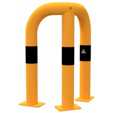 Anti-nudge hoop 90°#equal-sided#steel tube Ø 76 mm#yellow / black