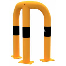 Anti-nudge hoop 90°#equal-sided#steel tube Ø 76 mm#yellow / black