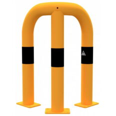 Anti-nudge hoop 90°#equal-sided#steel tube Ø 76 mm#yellow / black